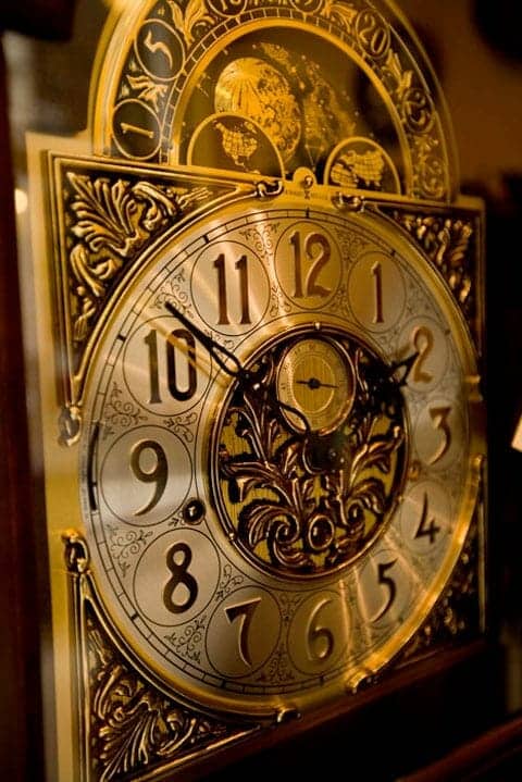 tic n time grandfather clock in grove arcade, asheville