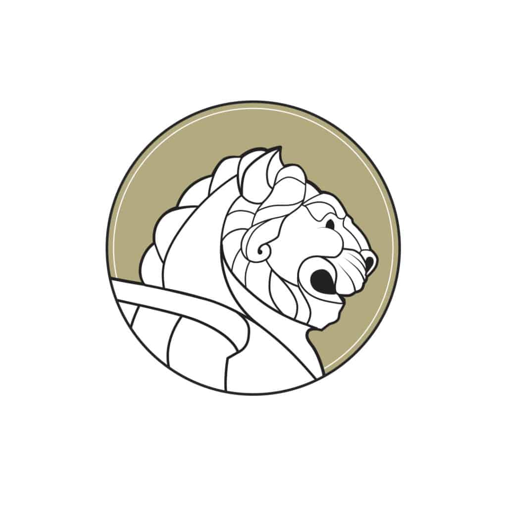 flat gold lion badge