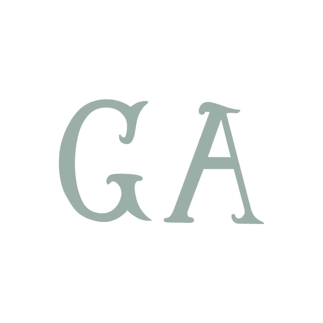ga wordmark in antique green