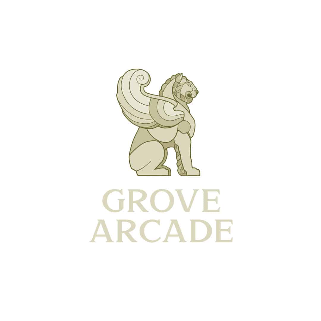 grove arcade lion logo in gold