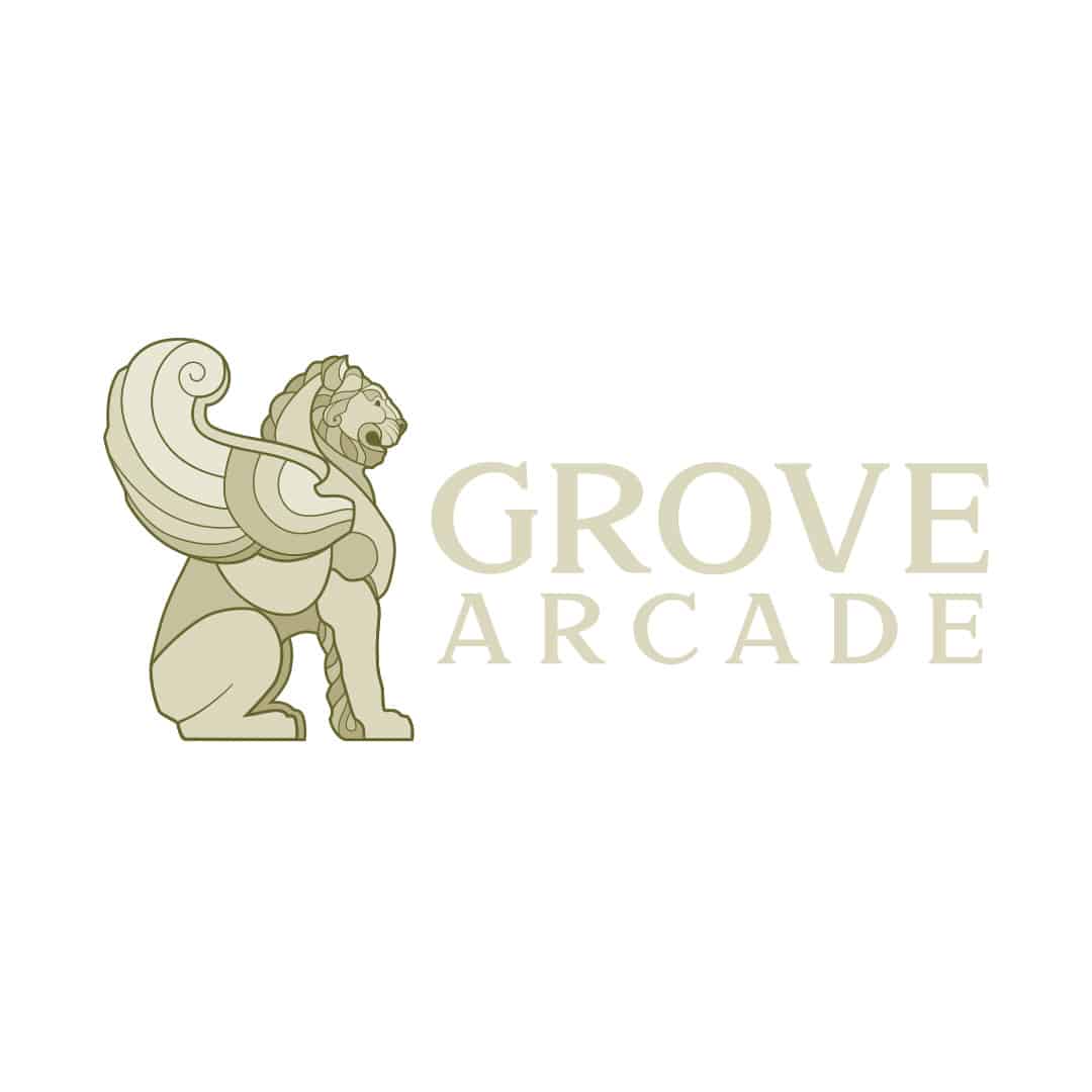 grove arcade lion logo in gold